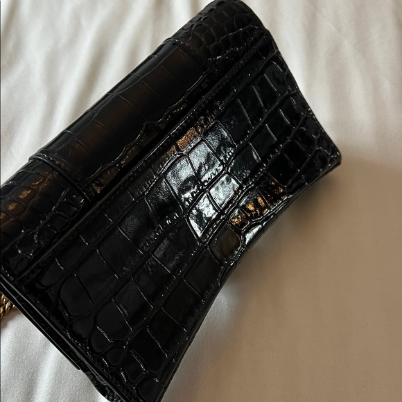 Balenciaga- Black Croc-Embossed Chain Shoulder Bag - Picture 5 of 6